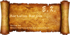 Bartalus Karina névjegykártya